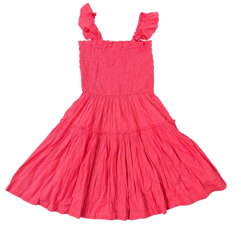 Aerie Womens Smocked Ruffle Tiered Pink Mini Dress Size M